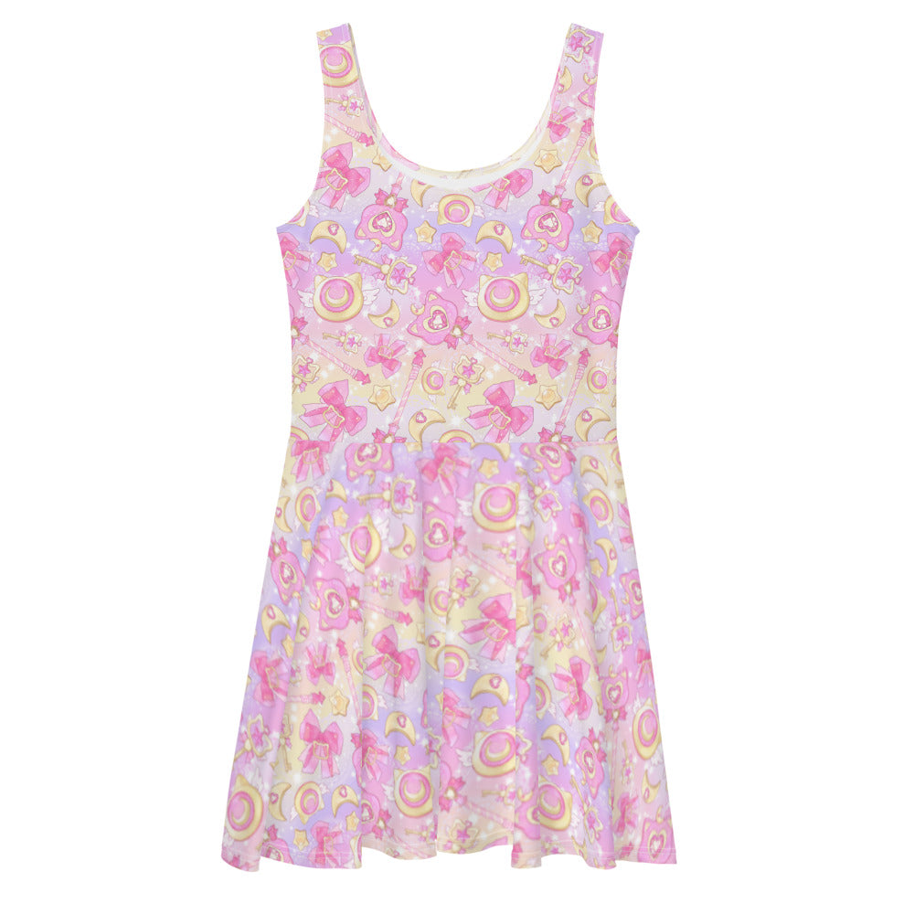 Colorful Magical Girl Skater Dress featuring playful patterns, perfect for stylish adventures and youthful charm.