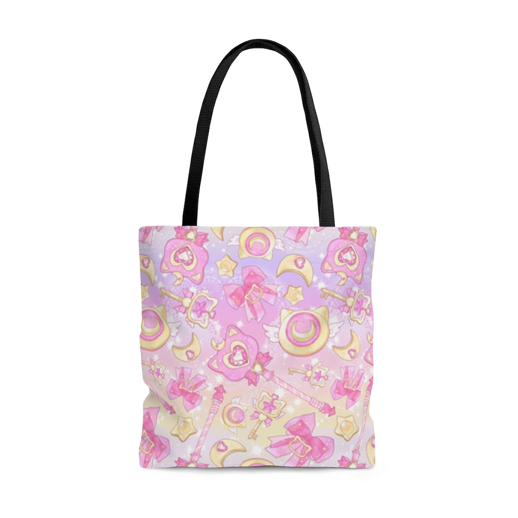 Stylish Magical Girl Tote Bag (Pink) features vibrant patterns, perfect for any adventure or everyday use.