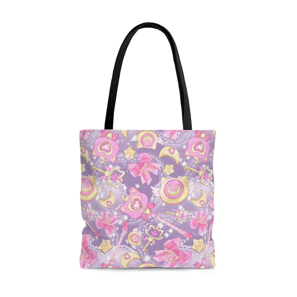 Charming Magical Girl Tote Bag (Purple) features a fun, colorful design perfect for everyday adventures.
