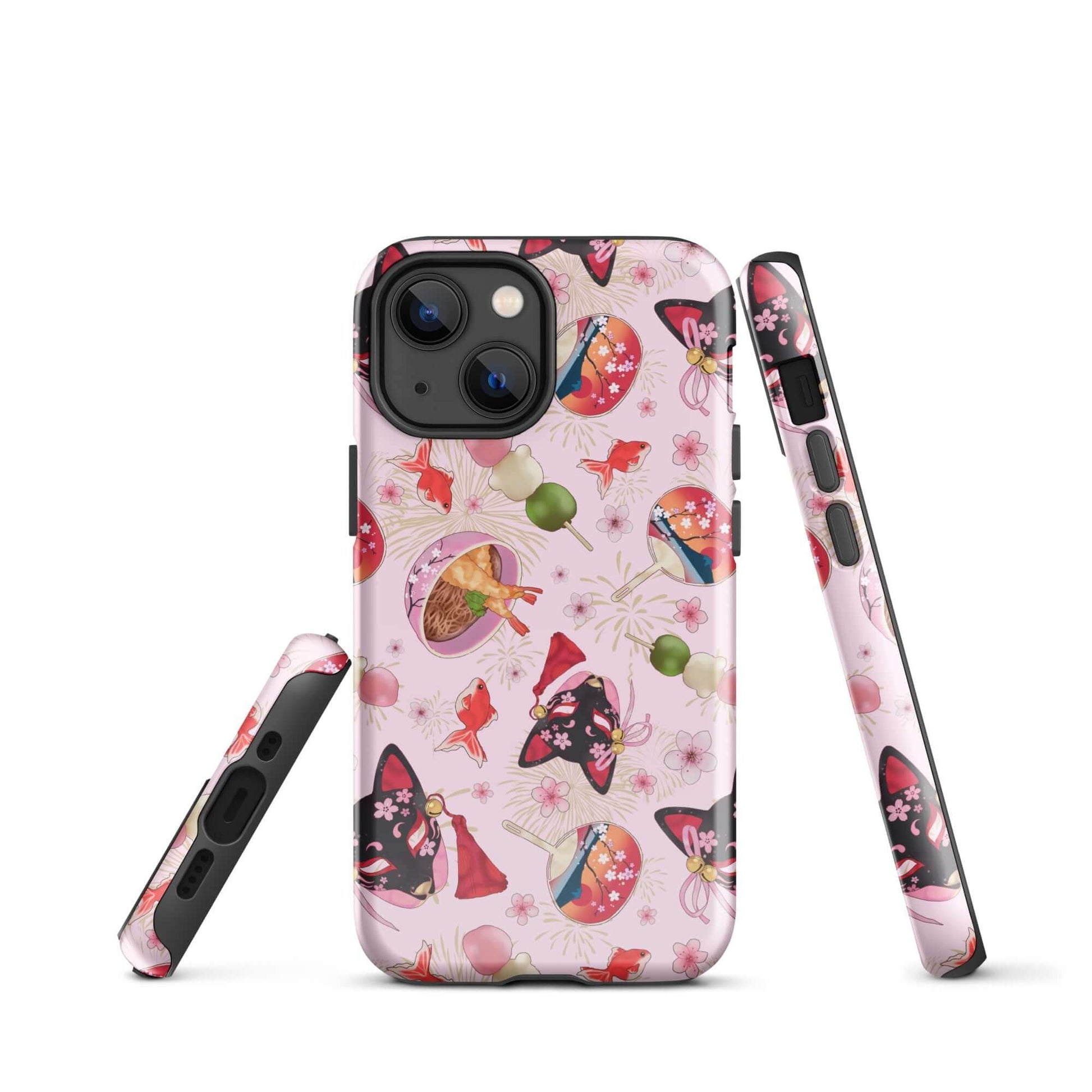 Matsuri iPhone® Tough Case showcases a vibrant design, offering stylish protection for your device year-round.