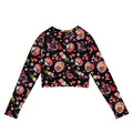 Matsuri Long-sleeved Crop Top features a vibrant print, perfect for eco-friendly athleisure and sports activities.