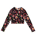 Stylish Matsuri Long-sleeved Crop Top in vibrant floral print, perfect for eco-friendly athleisure and sportswear.