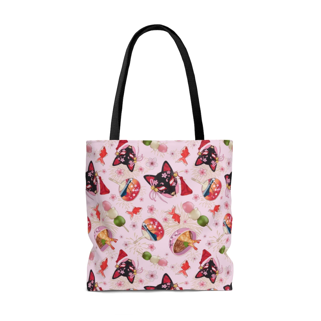 Matsuri Tote Bag (Pink) features vibrant festival designs, perfect for gym or beach outings. Lightweight with comfy straps.