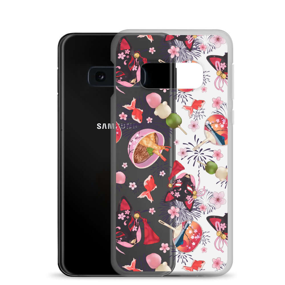 Stylish Matsuri Samsung® Clear Case features vibrant festival designs, protecting your phone in summer's spirit.
