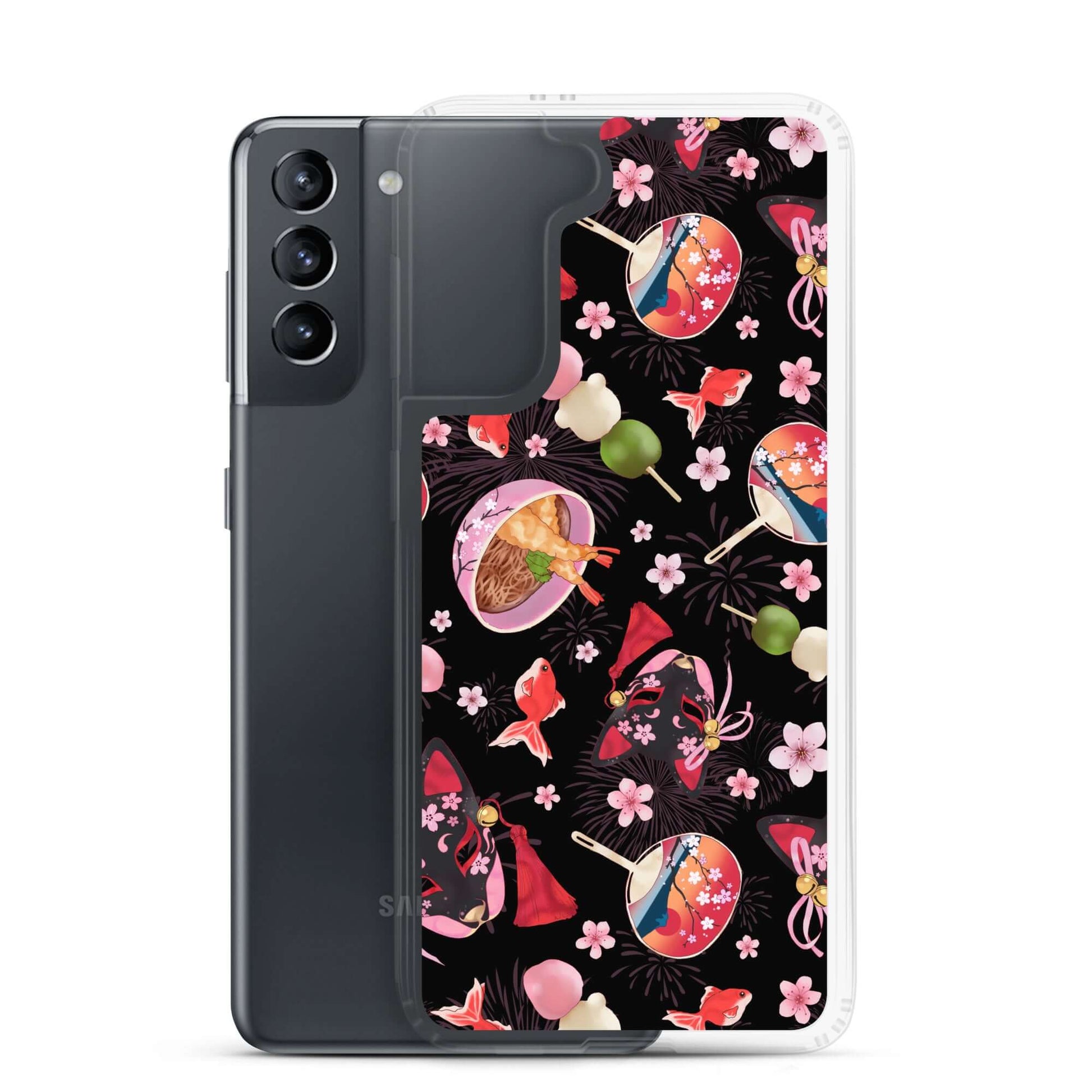Matsuri Samsung® Clear Case features a vibrant festival design, protecting your phone with style and durability.