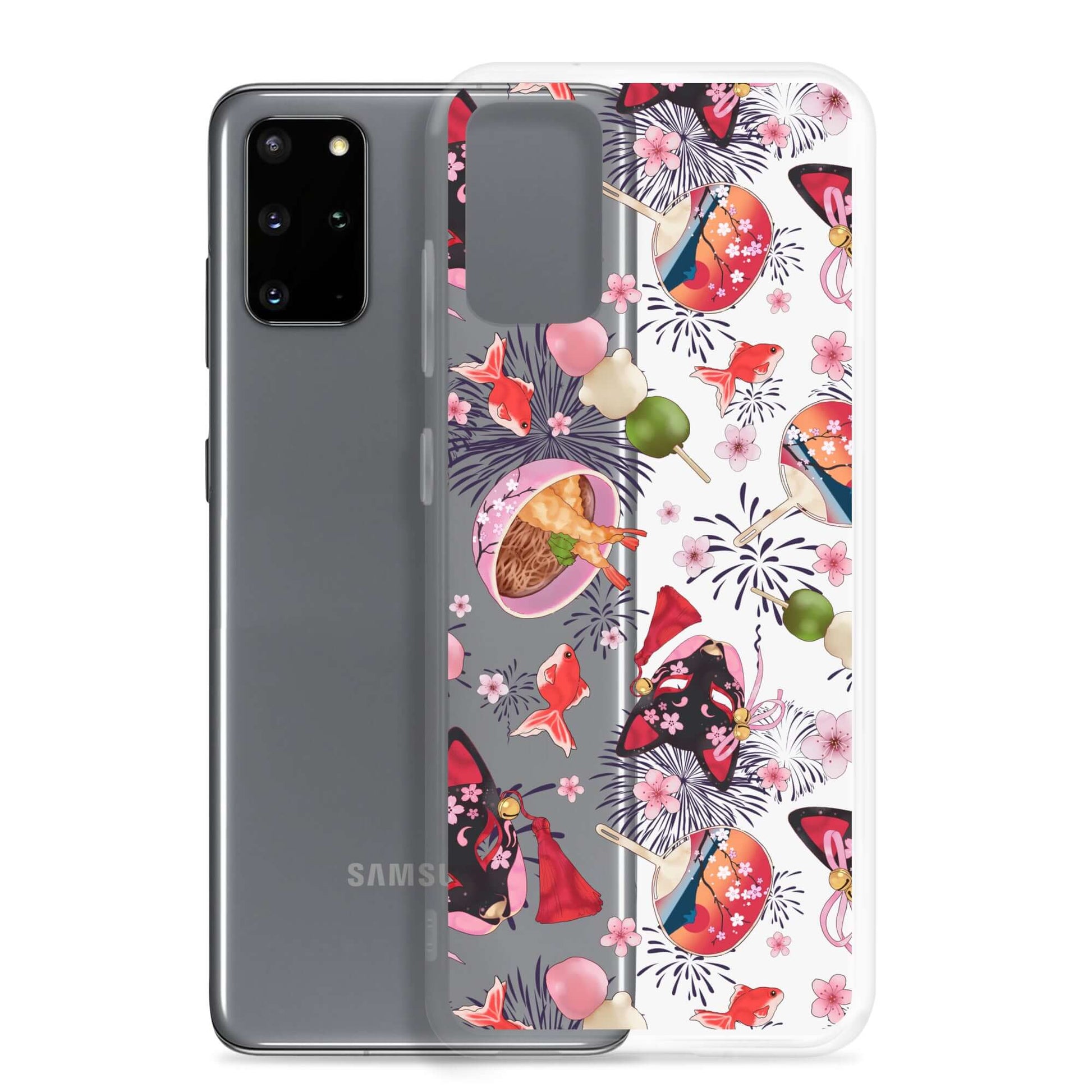 Matsuri Samsung® Clear Case showcases vibrant festival designs, offering sleek protection for your phone.