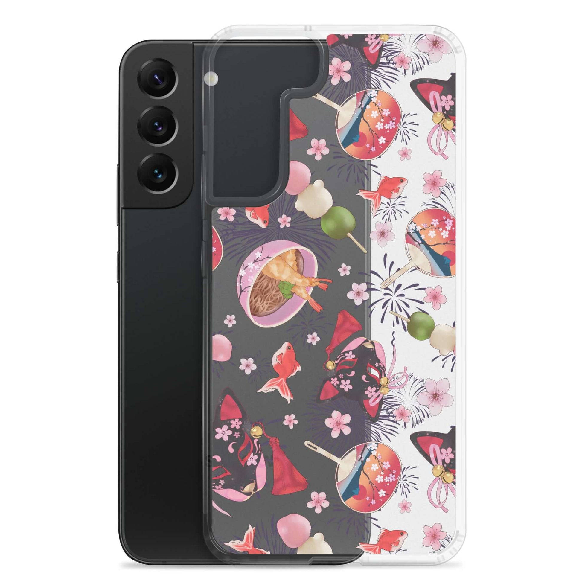 Protect your phone in style with the Matsuri Samsung® Clear Case, featuring vibrant festival-themed art.