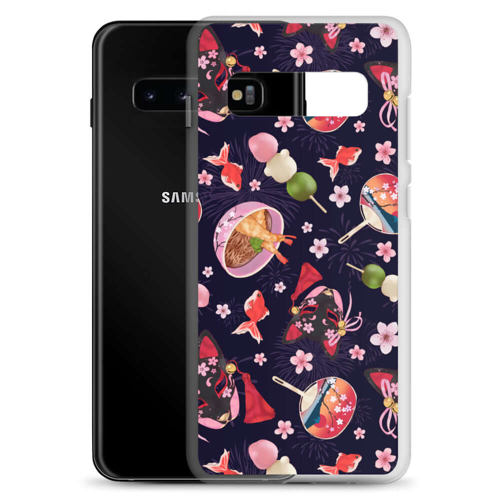 Matsuri Samsung® Clear Case features vibrant festival designs, offering stylish protection for your device.
