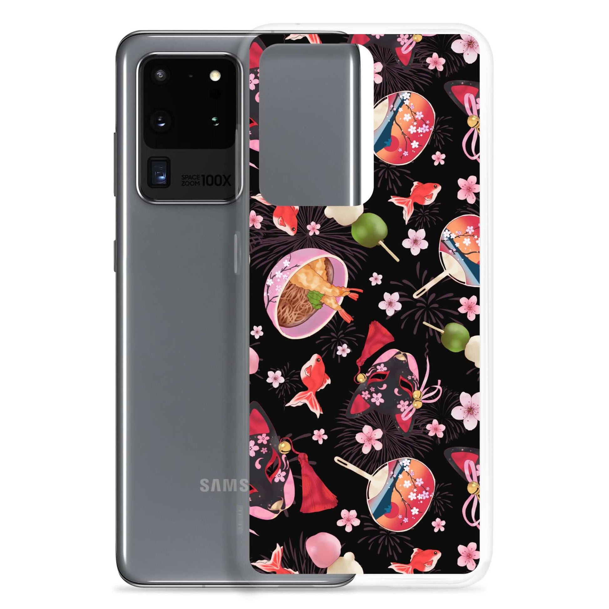 Matsuri Samsung® Clear Case features a vibrant festival design, offering protection for your phone with style.