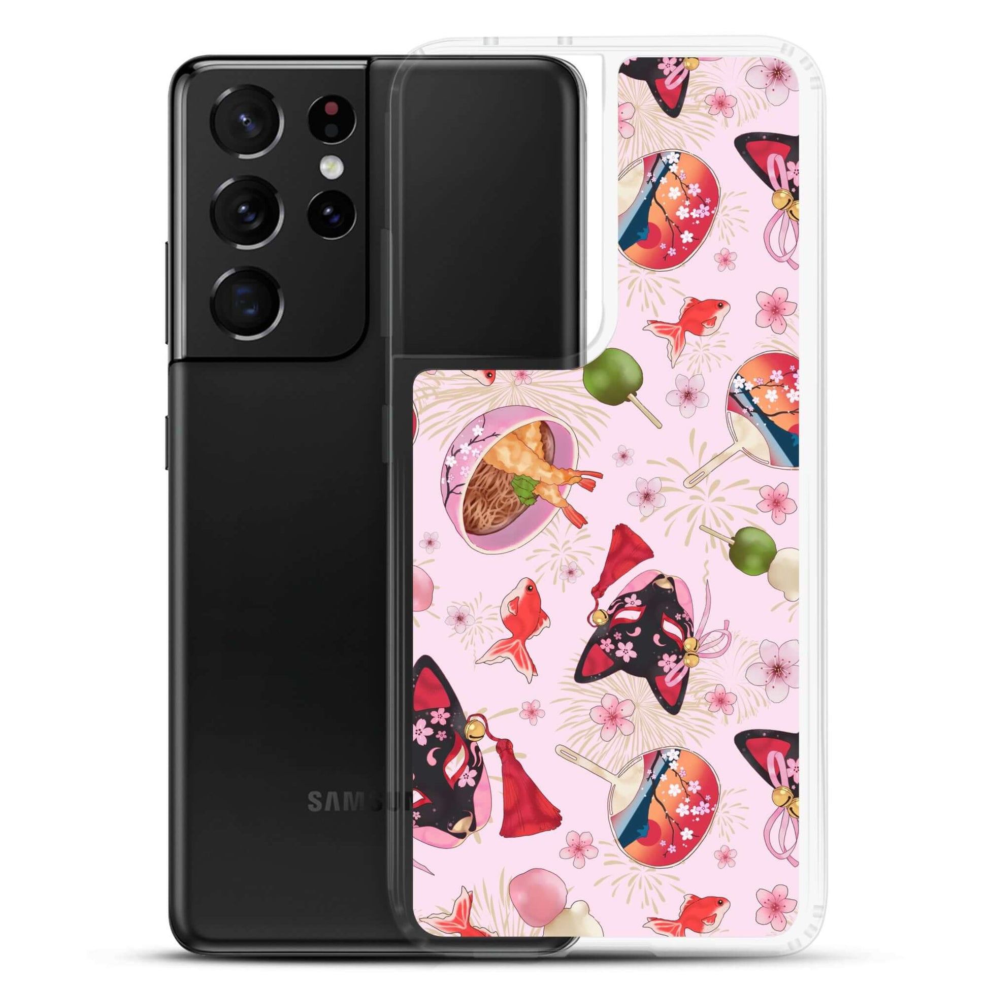 Matsuri Samsung® Clear Case showcases vibrant festival designs, protecting your phone with style and durability.