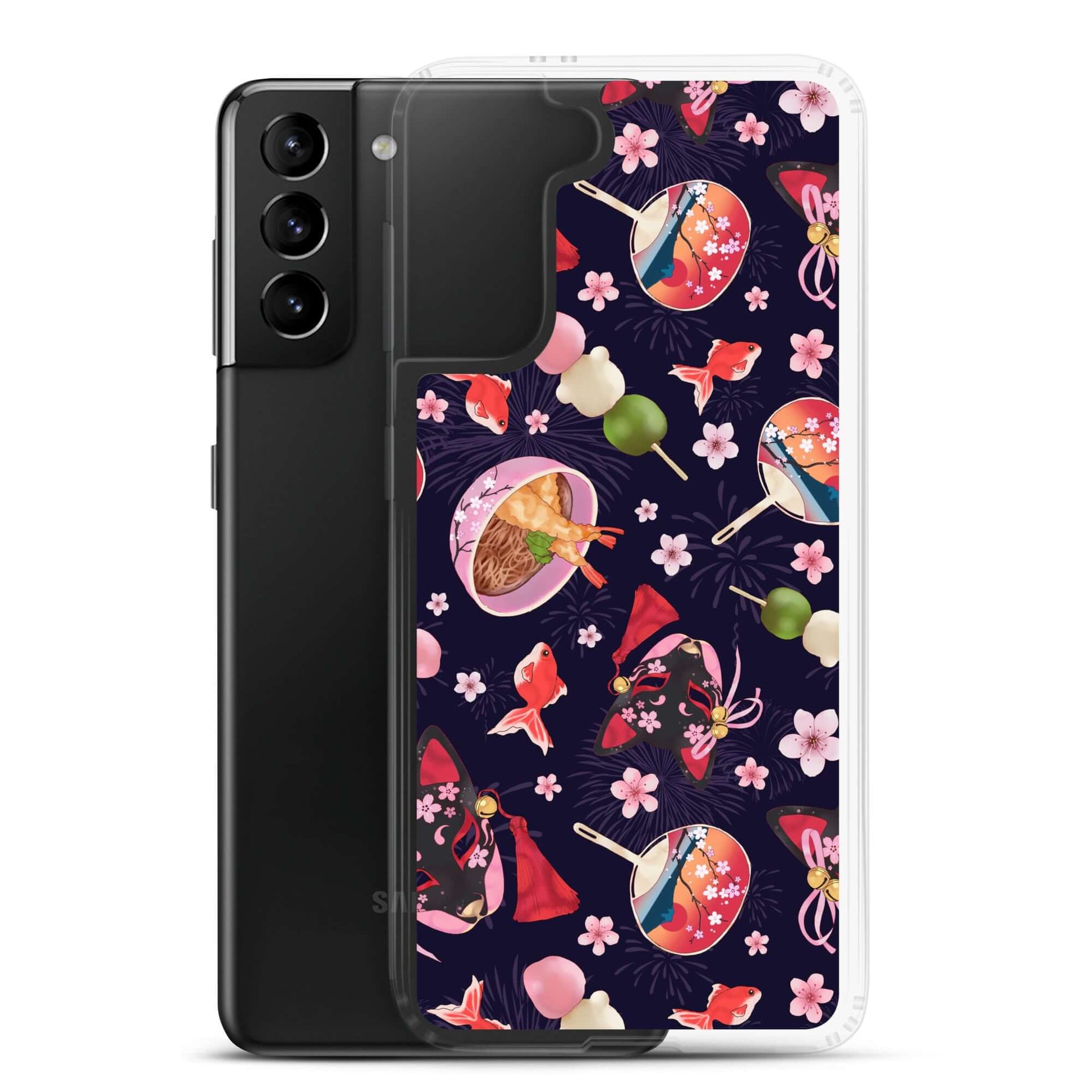 Matsuri Samsung® Clear Case features vibrant festival designs, perfect for summer celebrations and protecting your phone.
