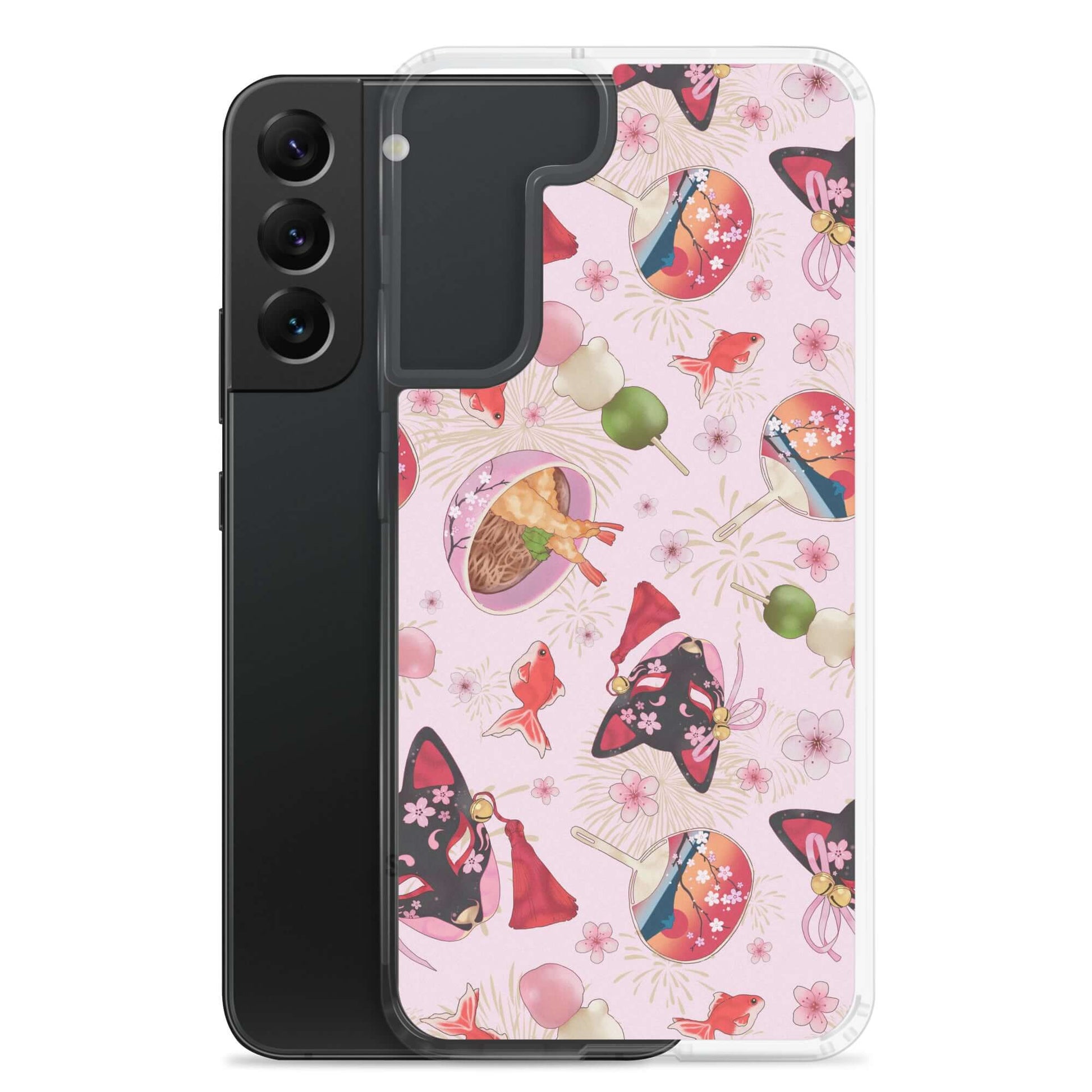Matsuri Samsung® Clear Case showcases festive designs, offering protection from scratches and dirt for your phone.