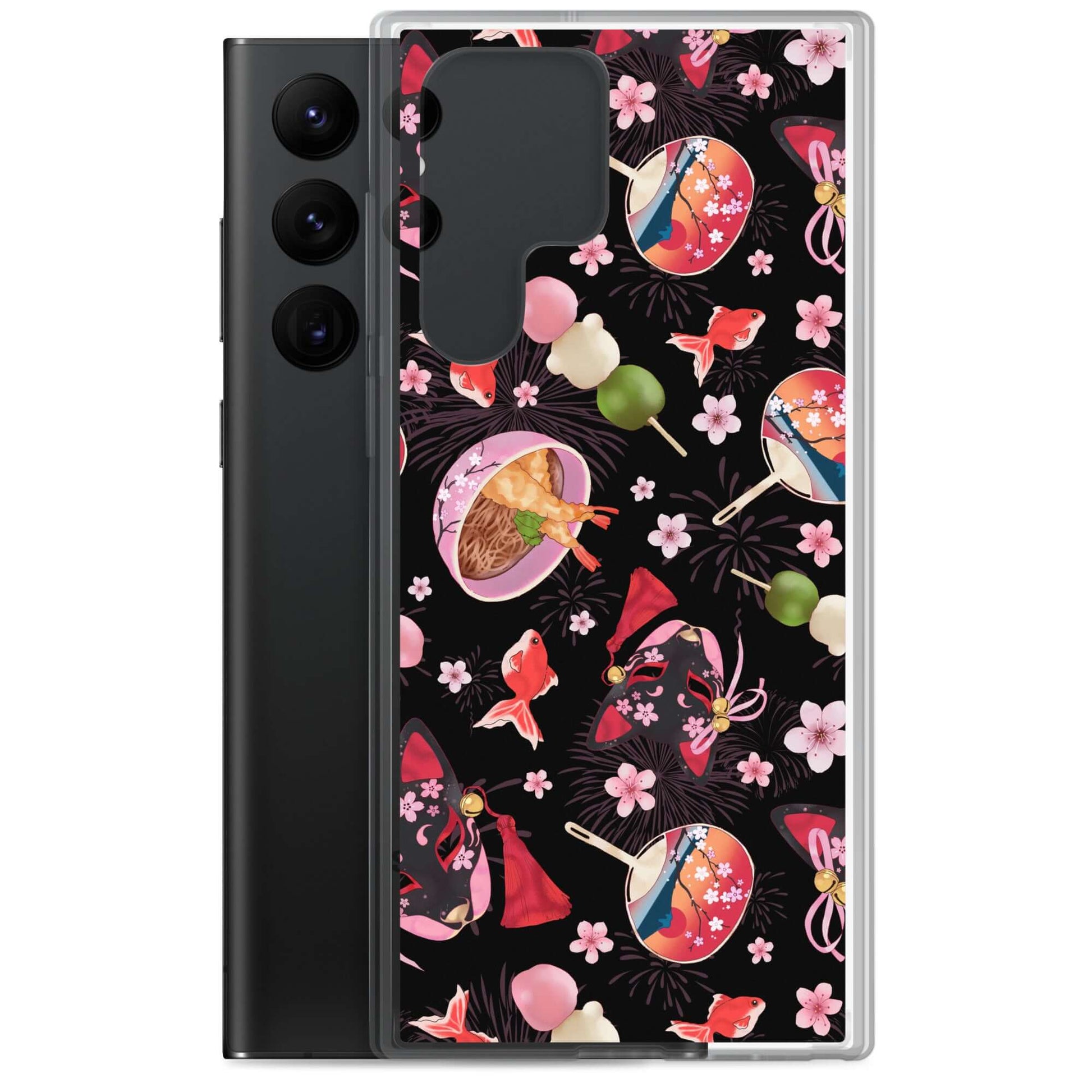 Protect your phone stylishly with the Matsuri Samsung® Clear Case featuring vibrant festival-themed designs.