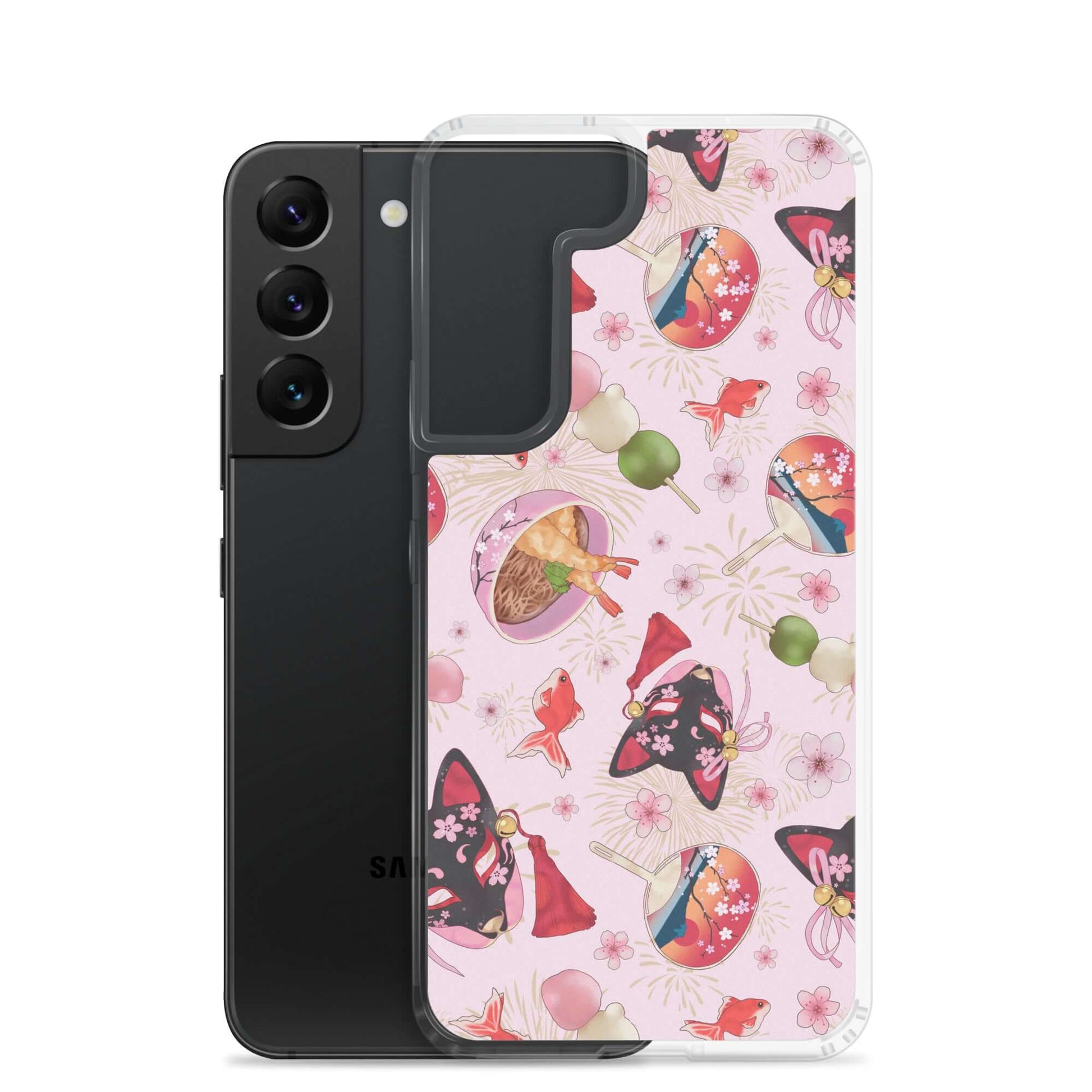 Matsuri Samsung® Clear Case showcases vibrant festival designs, offering stylish protection for your phone.