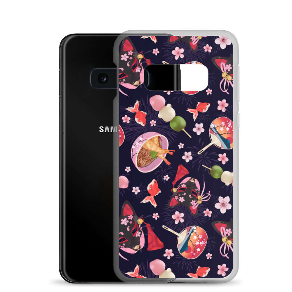 Matsuri Samsung® Clear Case featuring vibrant festival designs, perfect for summer celebrations and phone protection.