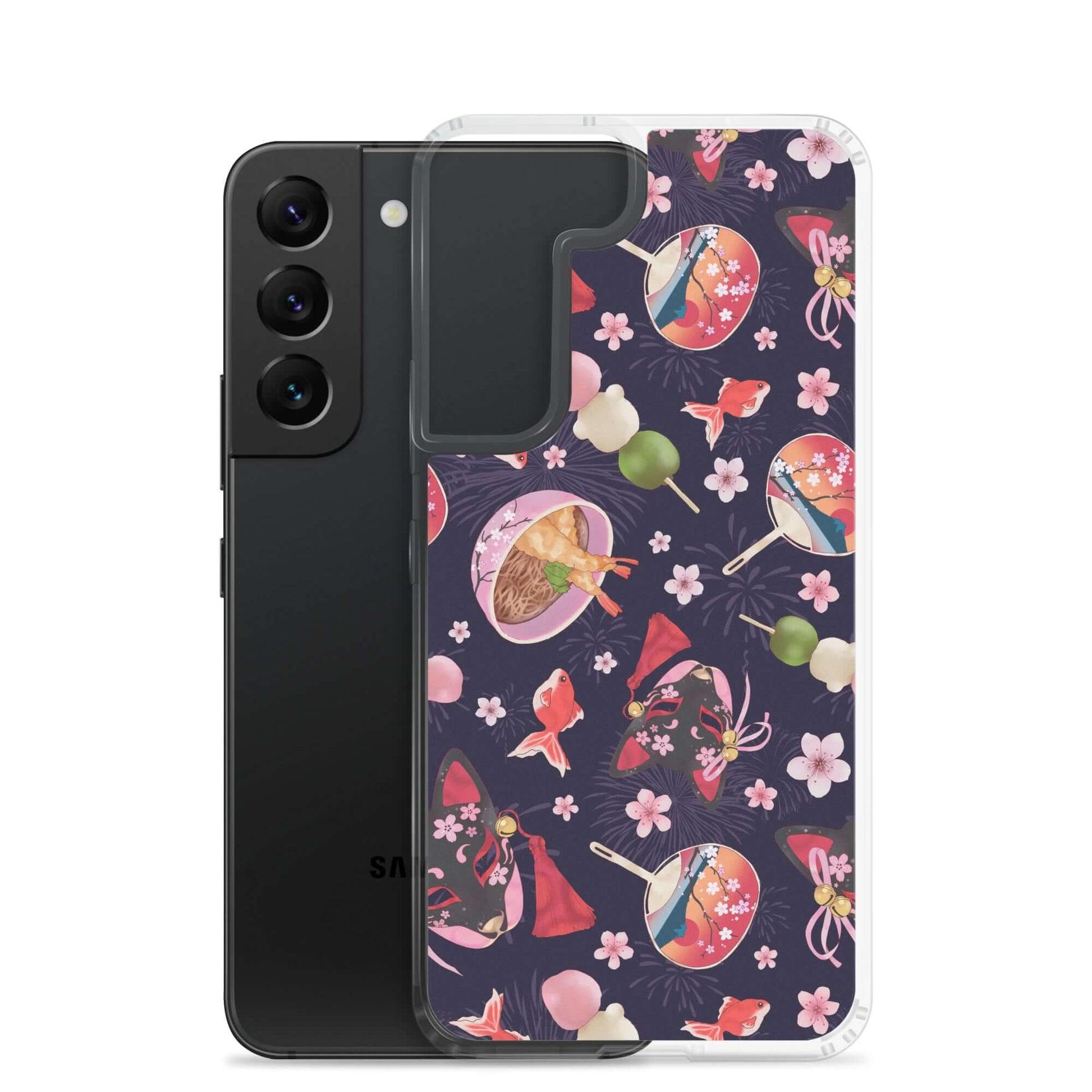 Matsuri Samsung® Clear Case showcases a vibrant festival design, perfect for summer celebrations and phone protection.