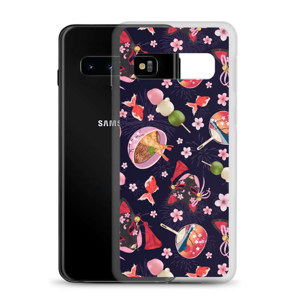 Matsuri Samsung® Clear Case showcases a vibrant festival design, perfect for summer celebrations and phone protection.