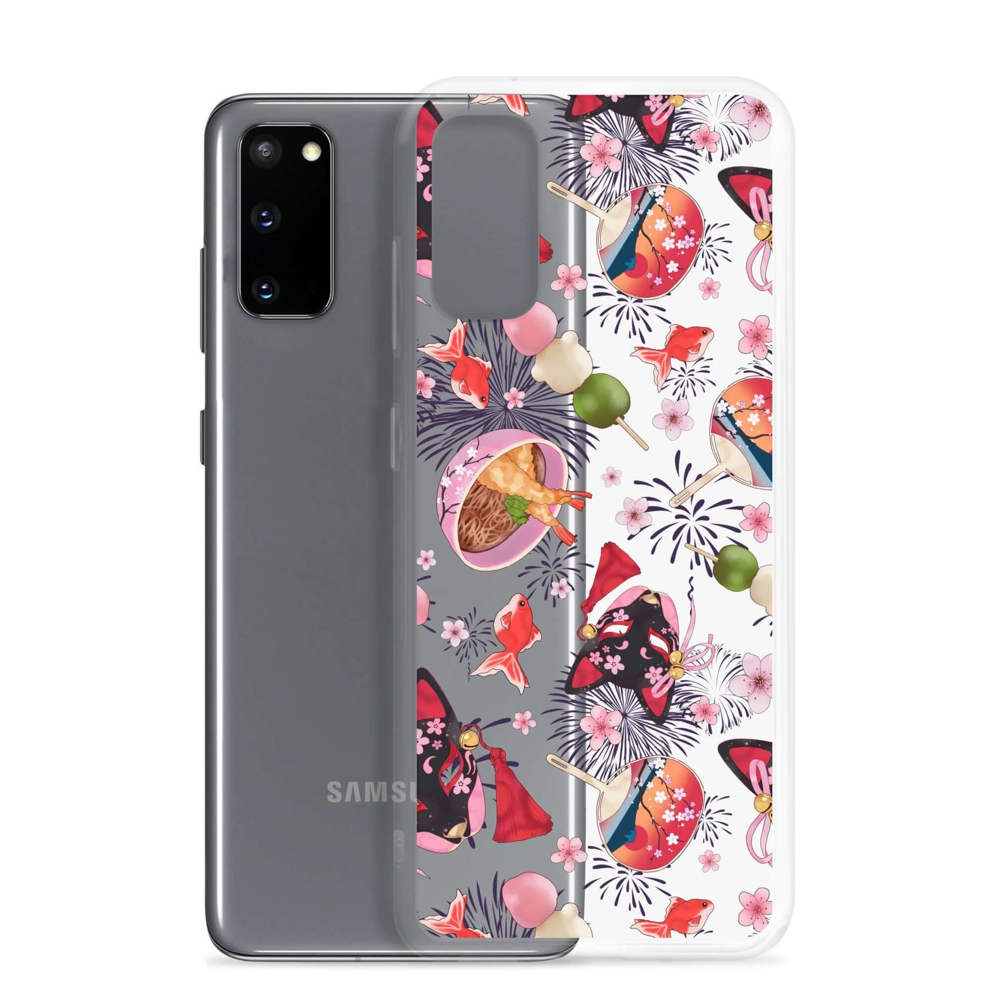 Matsuri Samsung® Clear Case showcases vibrant festival designs, offering stylish protection for your phone.