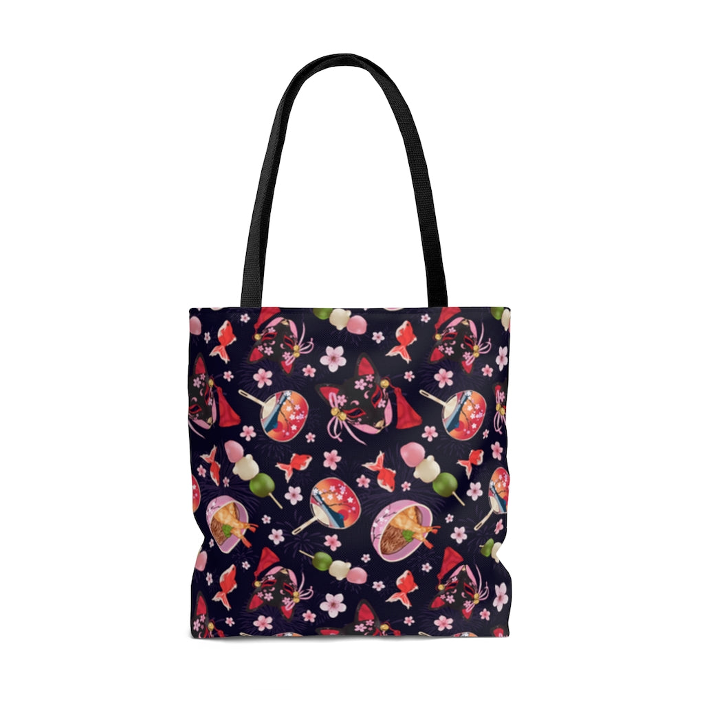 Stylish Matsuri Tote Bag (Indigo) features vibrant Japanese festival designs, perfect for gym or beach outings.