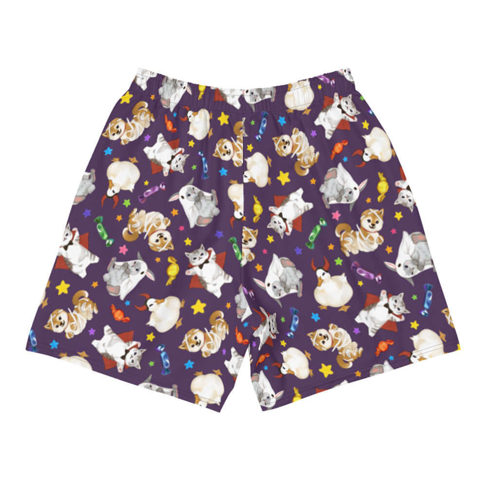 Men's Trick or Treaters Athletic Shorts featuring fun pet patterns, perfect for workouts and casual activities.