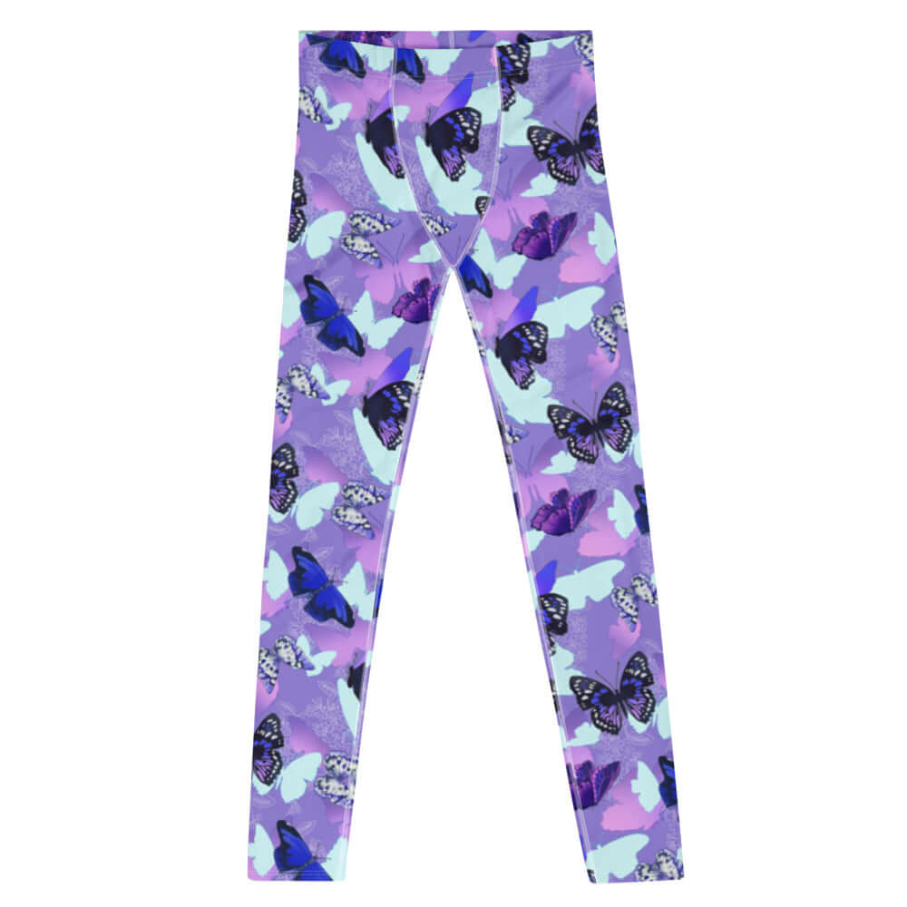 Stylish Men's Butterfly Leggings featuring vibrant butterfly patterns, perfect for workouts and active living.