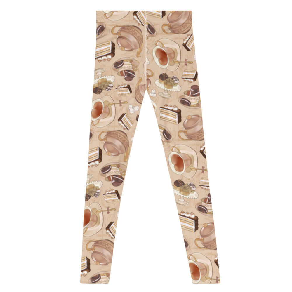 Men's Café Leggings featuring a unique coffee-themed design, perfect for workouts or casual wear.
