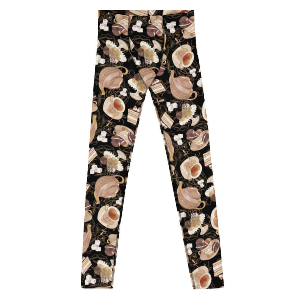 Stylish Men's Café Leggings featuring a coffee print, perfect for workouts and casual wear.