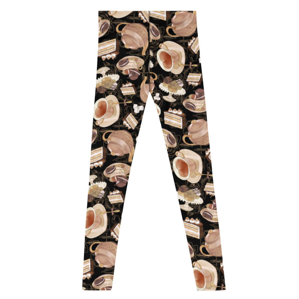 Stylish Men's Café Leggings feature a fun coffee-themed print, perfect for workouts or casual wear.