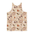 Stylish Men's Café Tank Top featuring a vibrant coffee theme, perfect for casual outings or lounging.