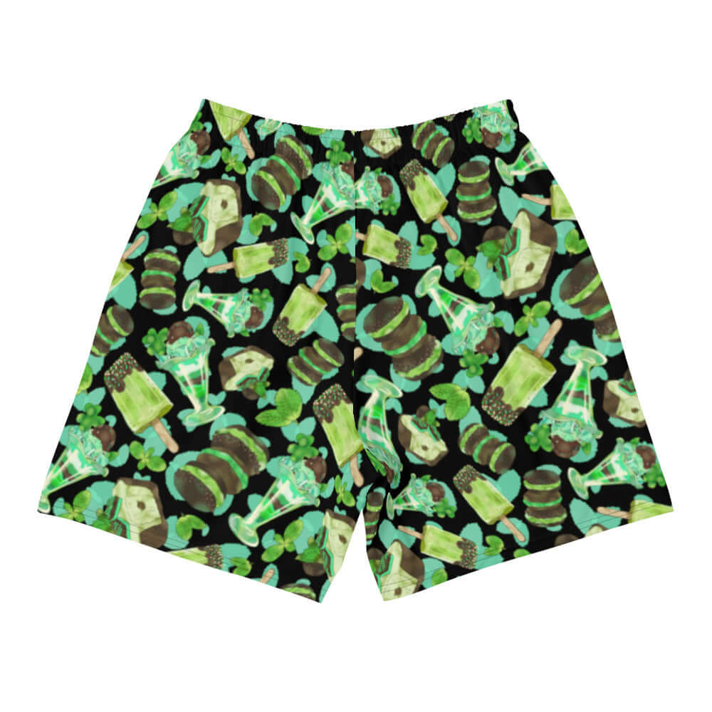 Men's Choco Mint Athletic Shorts featuring a fun mint-themed design, perfect for any sporty activity.