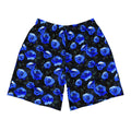 Stylish Men's Enchanted Rose Athletic Shorts feature a vibrant blue rose design, perfect for workouts and casual wear.