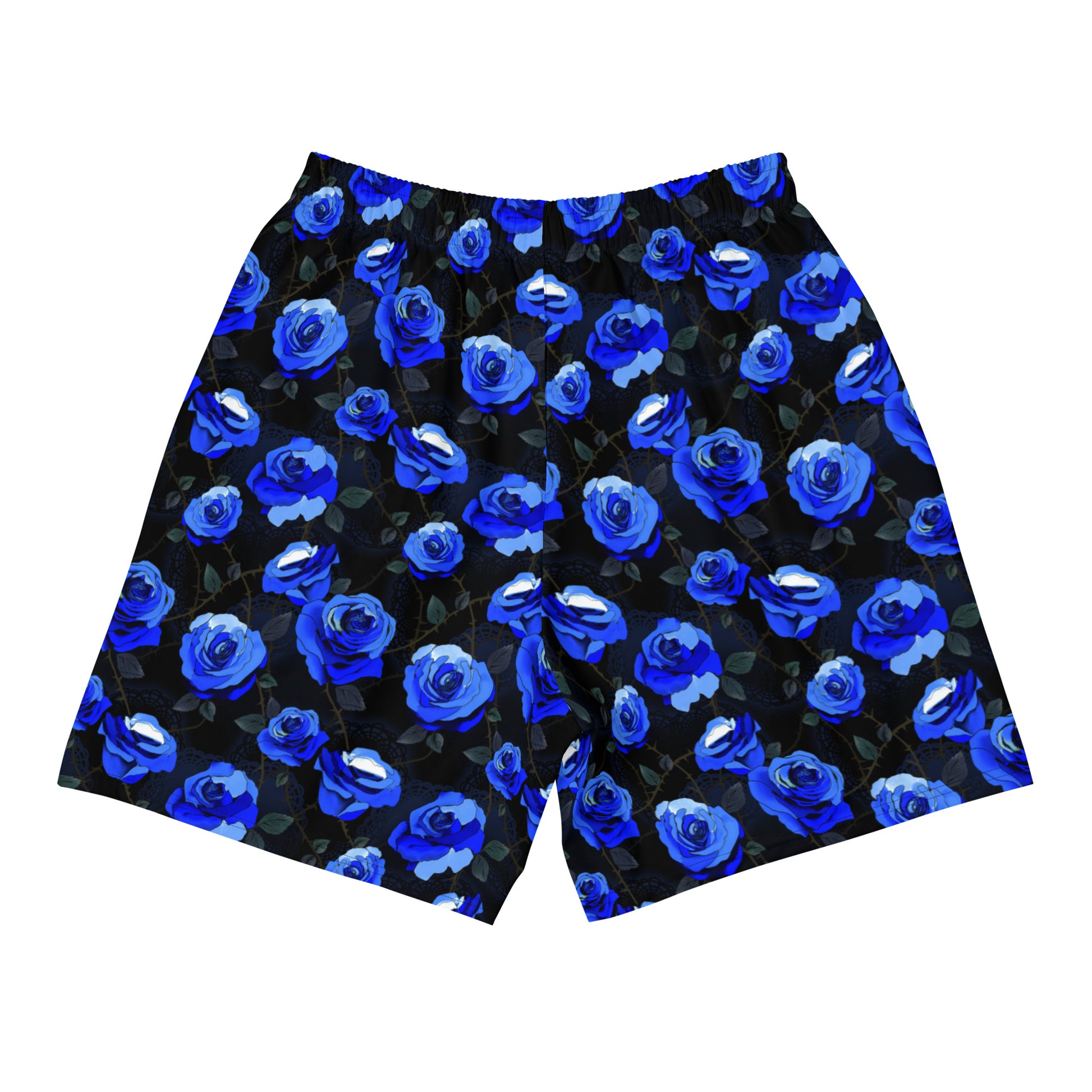 Men's Enchanted Rose Athletic Shorts feature a vibrant rose print, perfect for workouts or casual wear.
