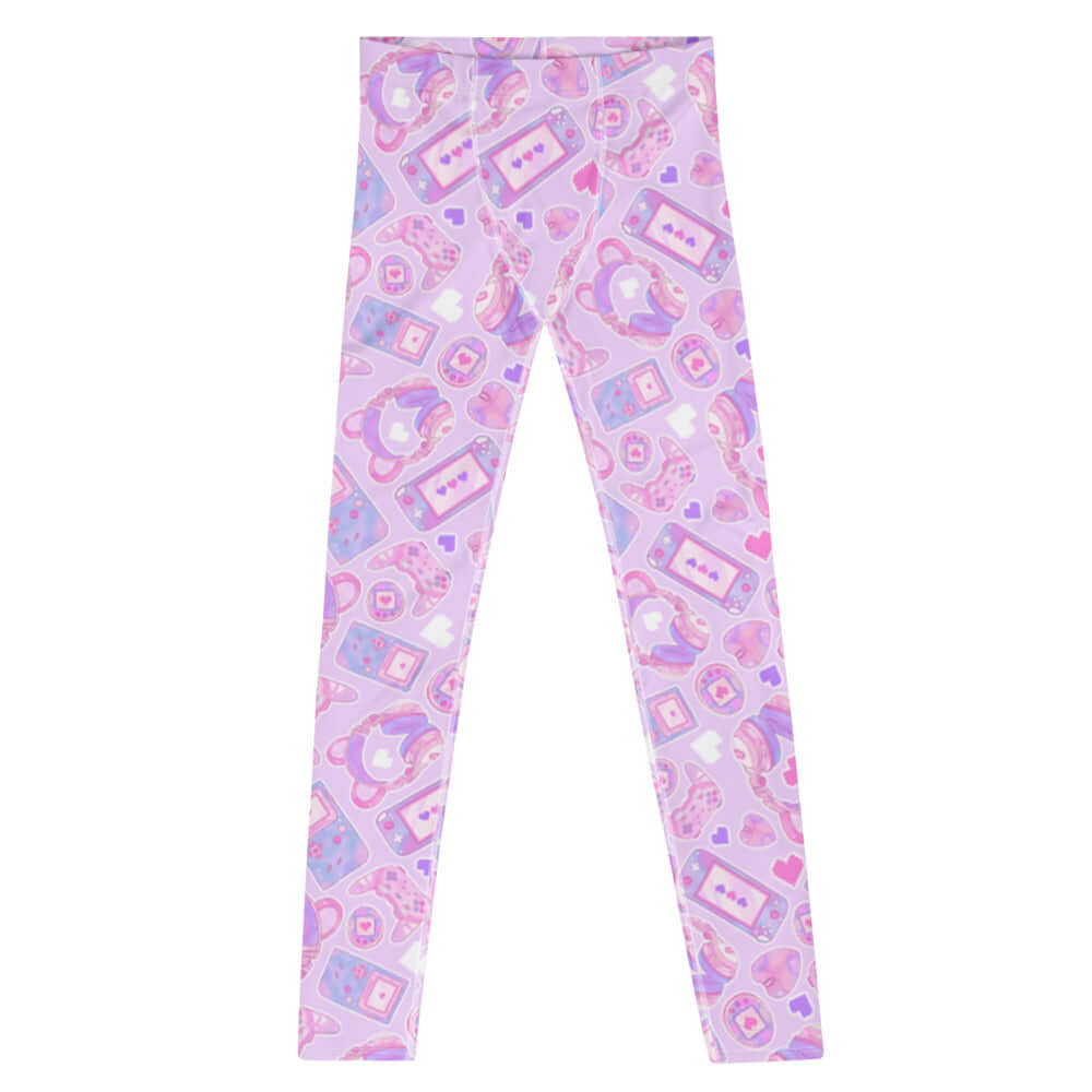 Men's Gamer Girl Leggings in a fun, colorful print, perfect for workouts or lounging in style and comfort.