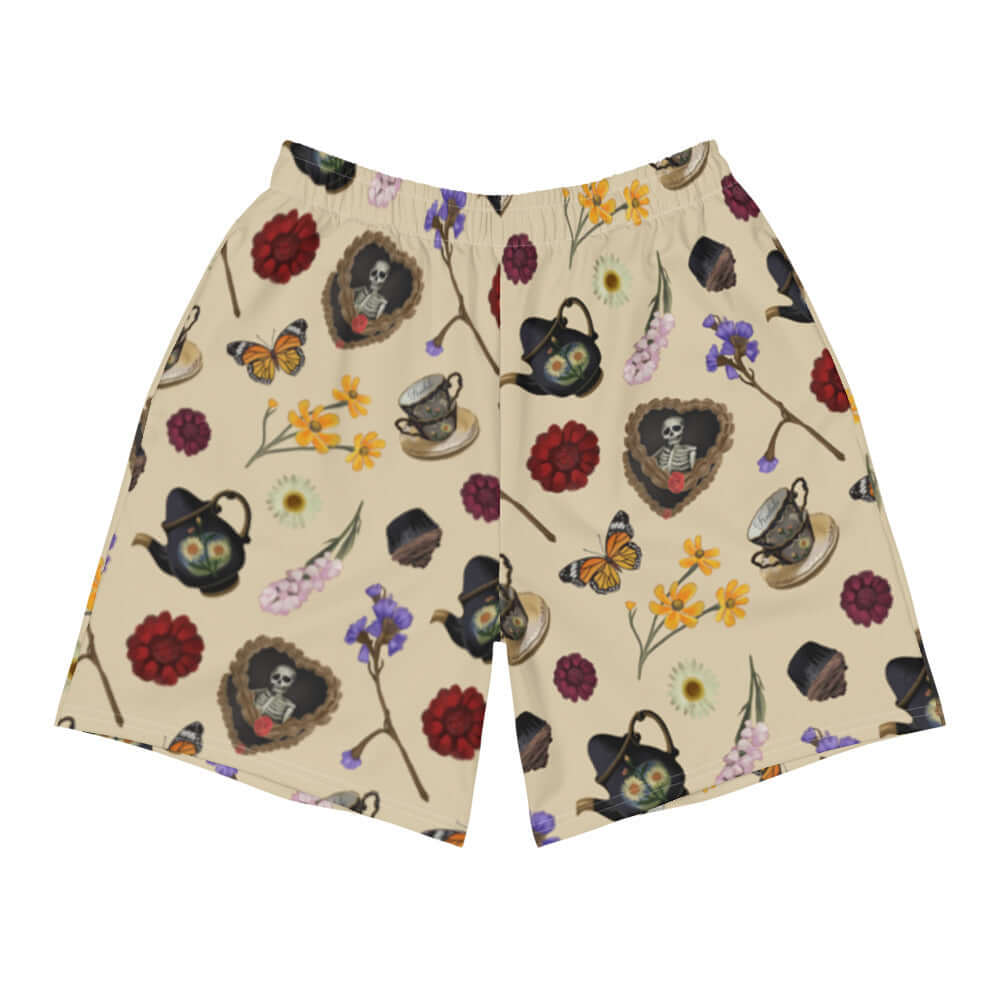 Men's Gothic Tea Time Athletic Shorts feature a unique design, perfect for any active lifestyle or casual wear.
