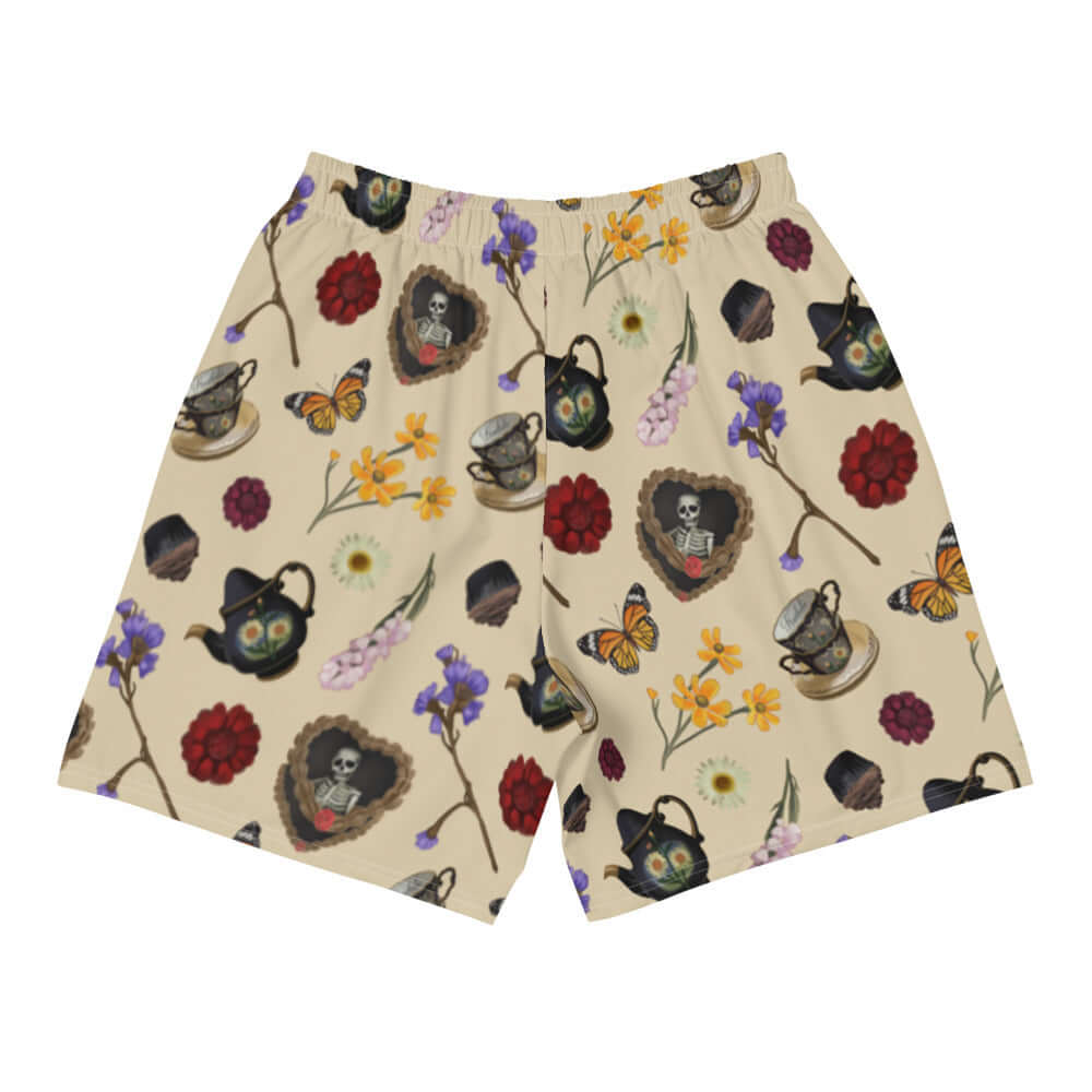 Men's Gothic Tea Time Athletic Shorts feature a unique design perfect for any sport or casual activity.
