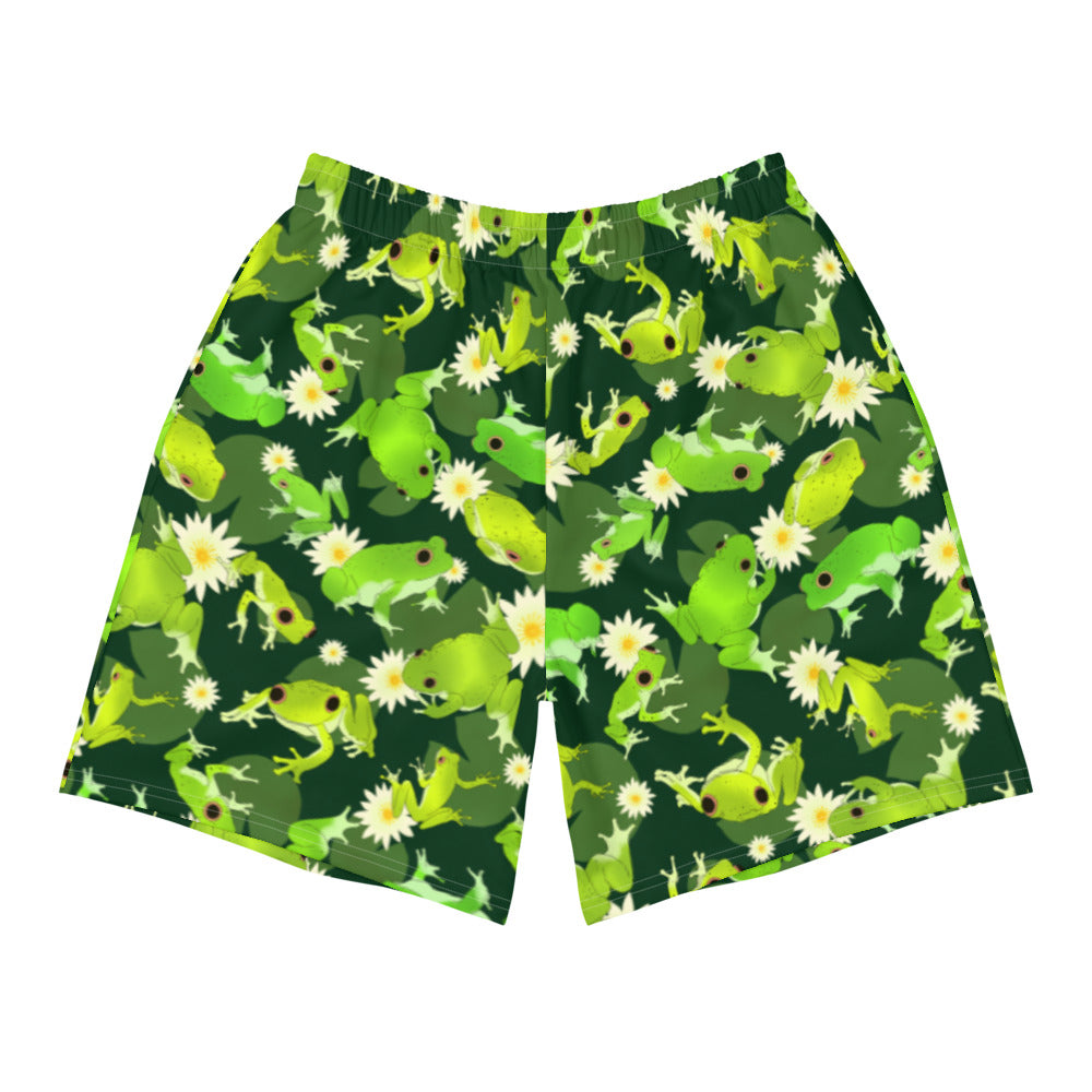 Men's Kero-kero Athletic Shorts feature a vibrant frog design, perfect for any active lifestyle. Comfortable and stylish!