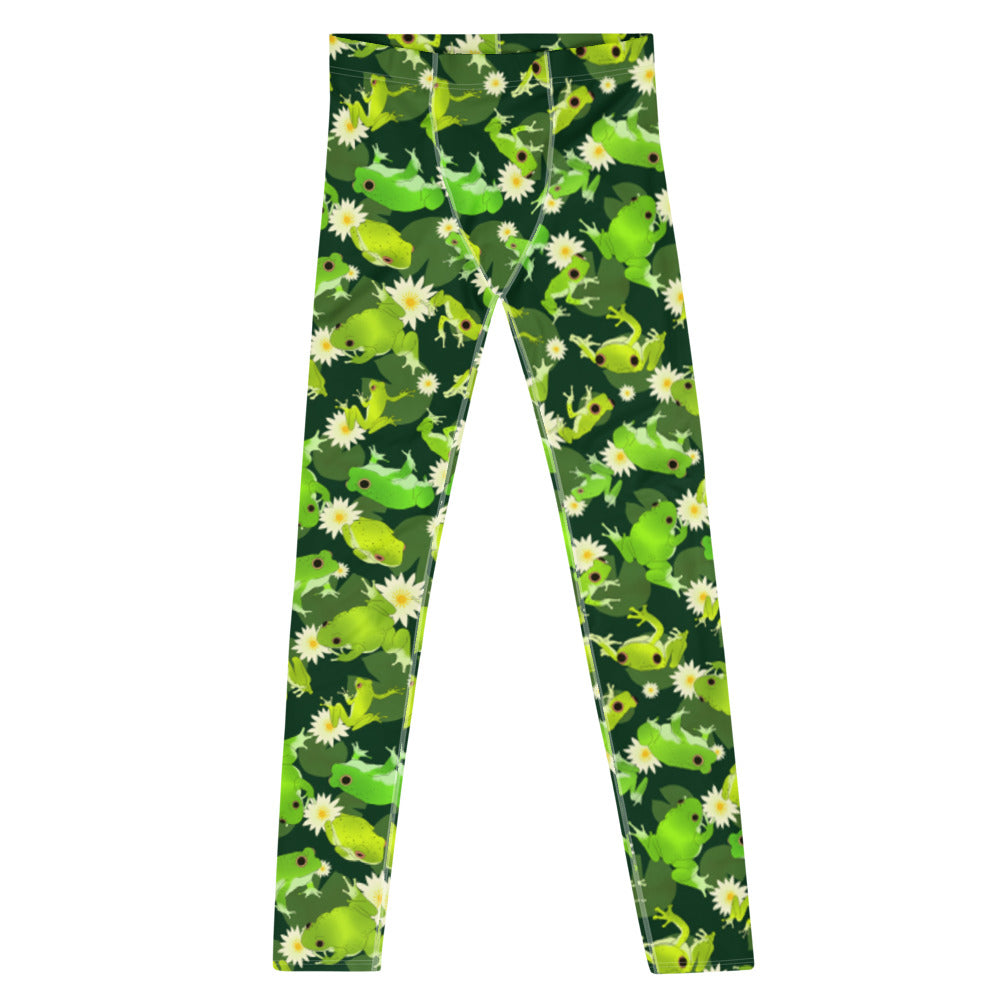 Men's Kero-kero Leggings feature a vibrant frog design, perfect for workouts or casual activities.