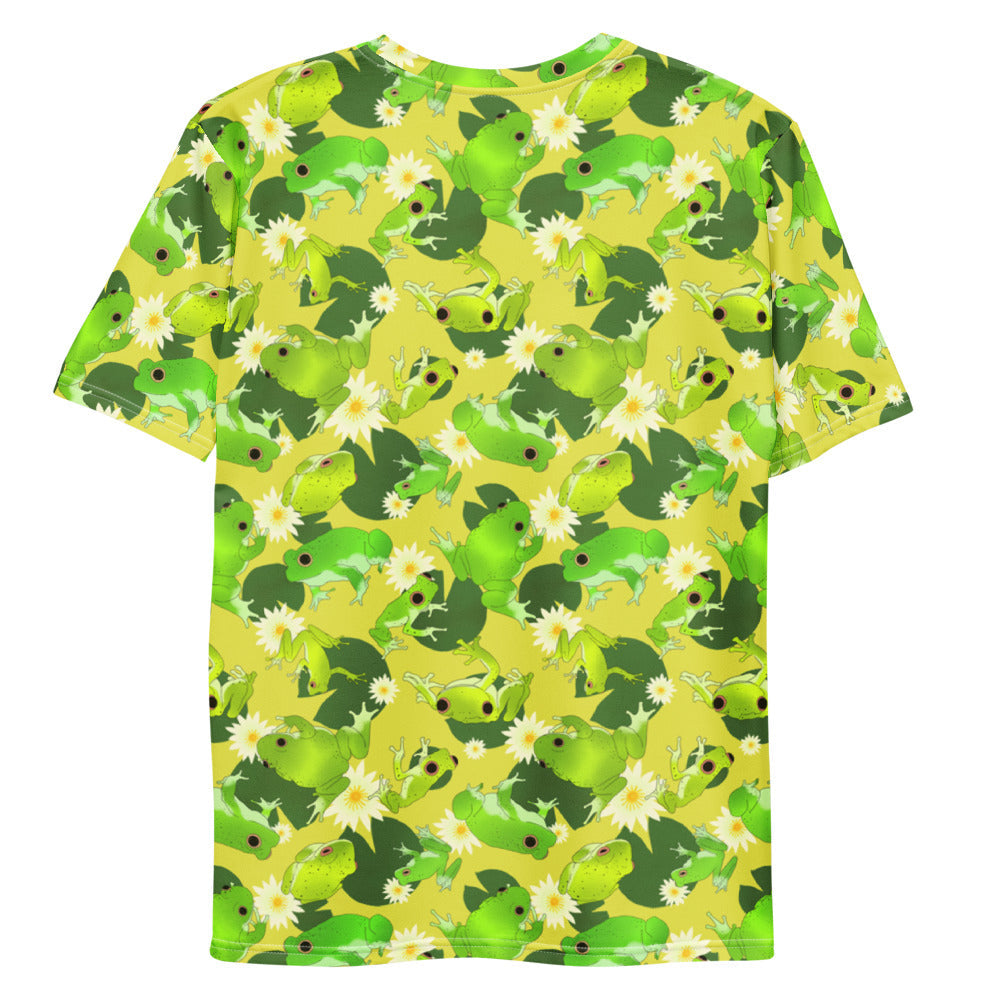 Brightly colored Men's Kero-kero T-shirt featuring a fun frog pattern, perfect for casual wear and comfort.