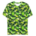 Men's Kero-kero T-shirt showcases vibrant frog designs on a comfortable, stretchy fabric perfect for everyday wear.