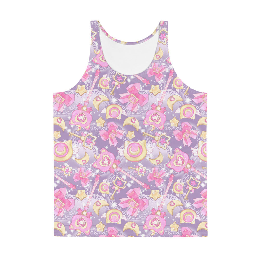Vibrant Men's Magical Girl Tank Top featuring a playful design, perfect for a relaxed and stylish look.