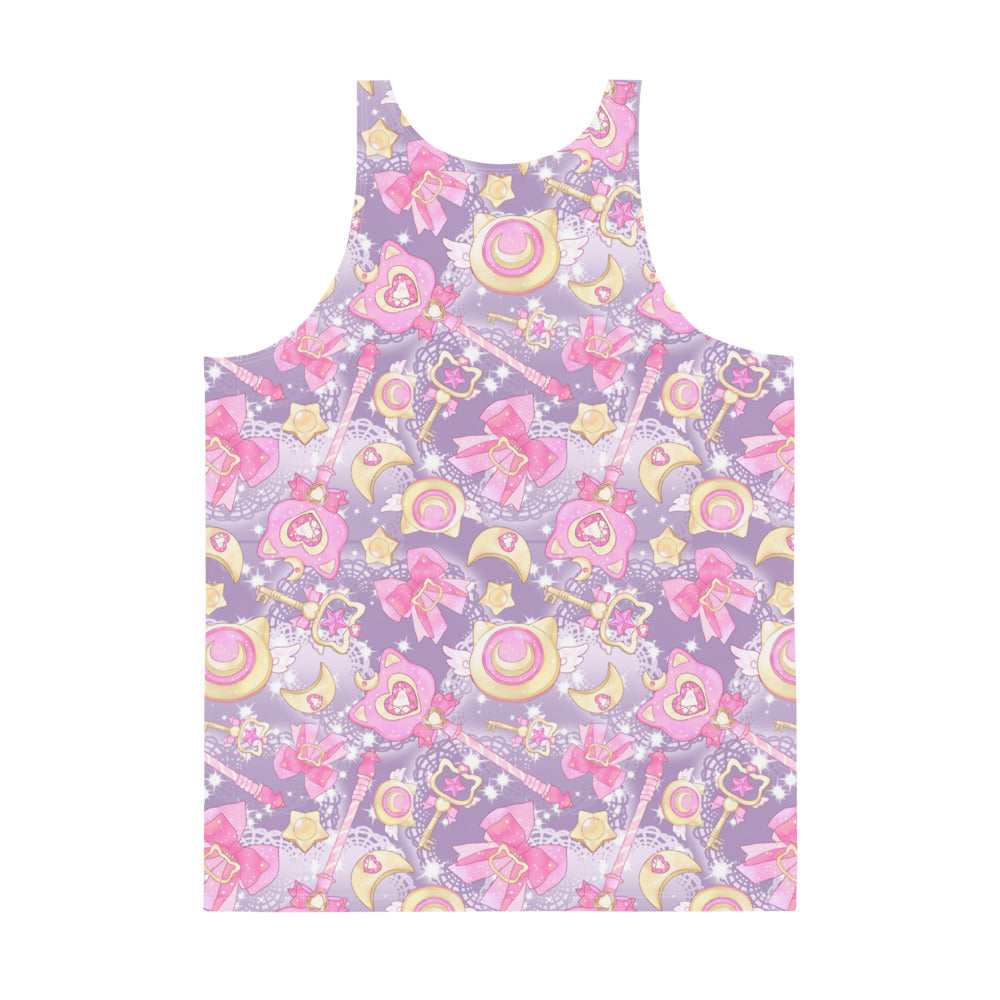 Vibrant Men's Magical Girl Tank Top featuring a fun design, perfect for a stylish and comfortable look.