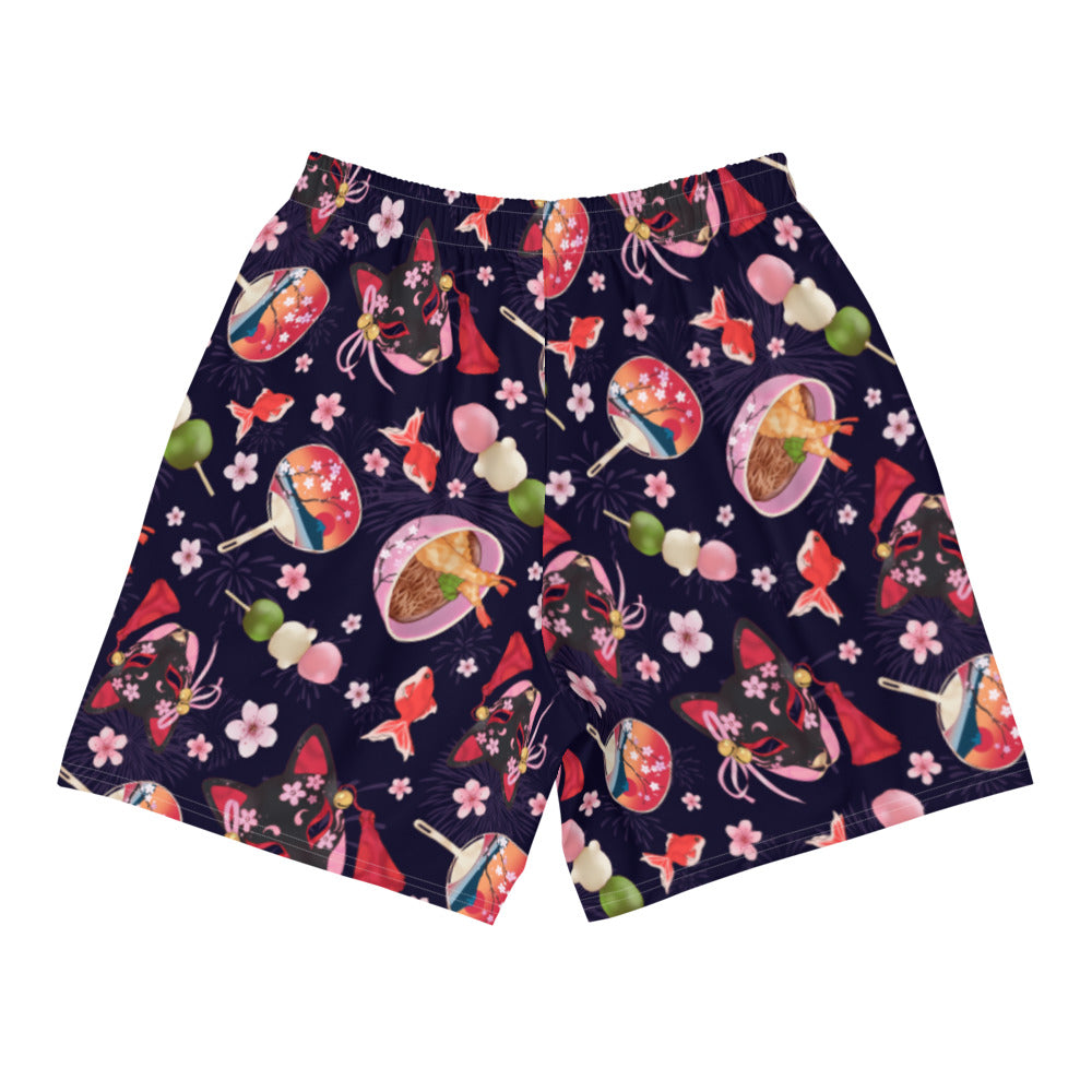 Men's Matsuri Athletic Shorts feature vibrant patterns, perfect for running, swimming, or any active pursuit.