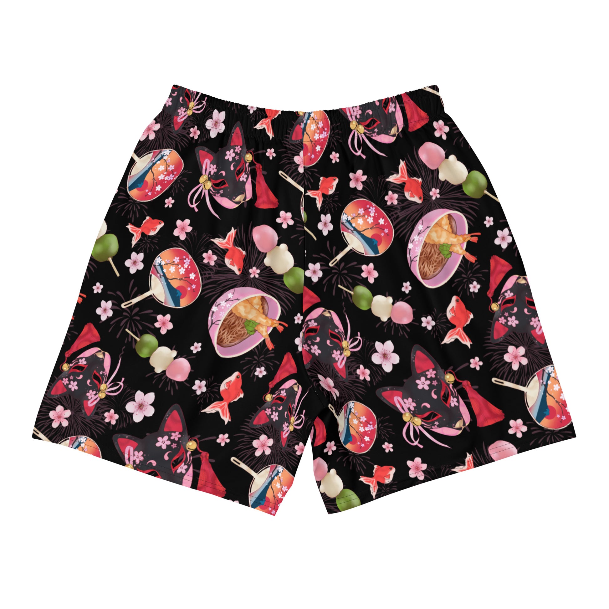 Colorful Men's Matsuri Athletic Shorts featuring a vibrant pattern, perfect for running, swimming, and workouts.