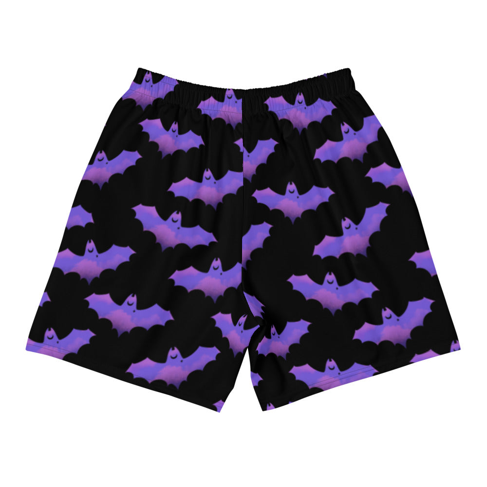 Men's Morrigan Athletic Shorts feature a fun bat design, perfect for running or any active lifestyle. Ideal for workouts!