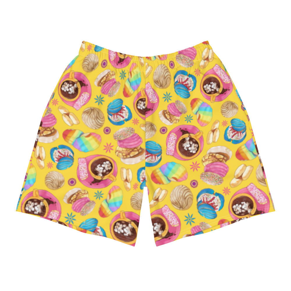 Bright and fun, Men's Pan Dulce Athletic Shorts are perfect for running or any workout activity without hassle.