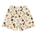 Men's Royal Cookie Athletic Shorts feature a fun cookie print, perfect for running, swimming, or any workout activity.