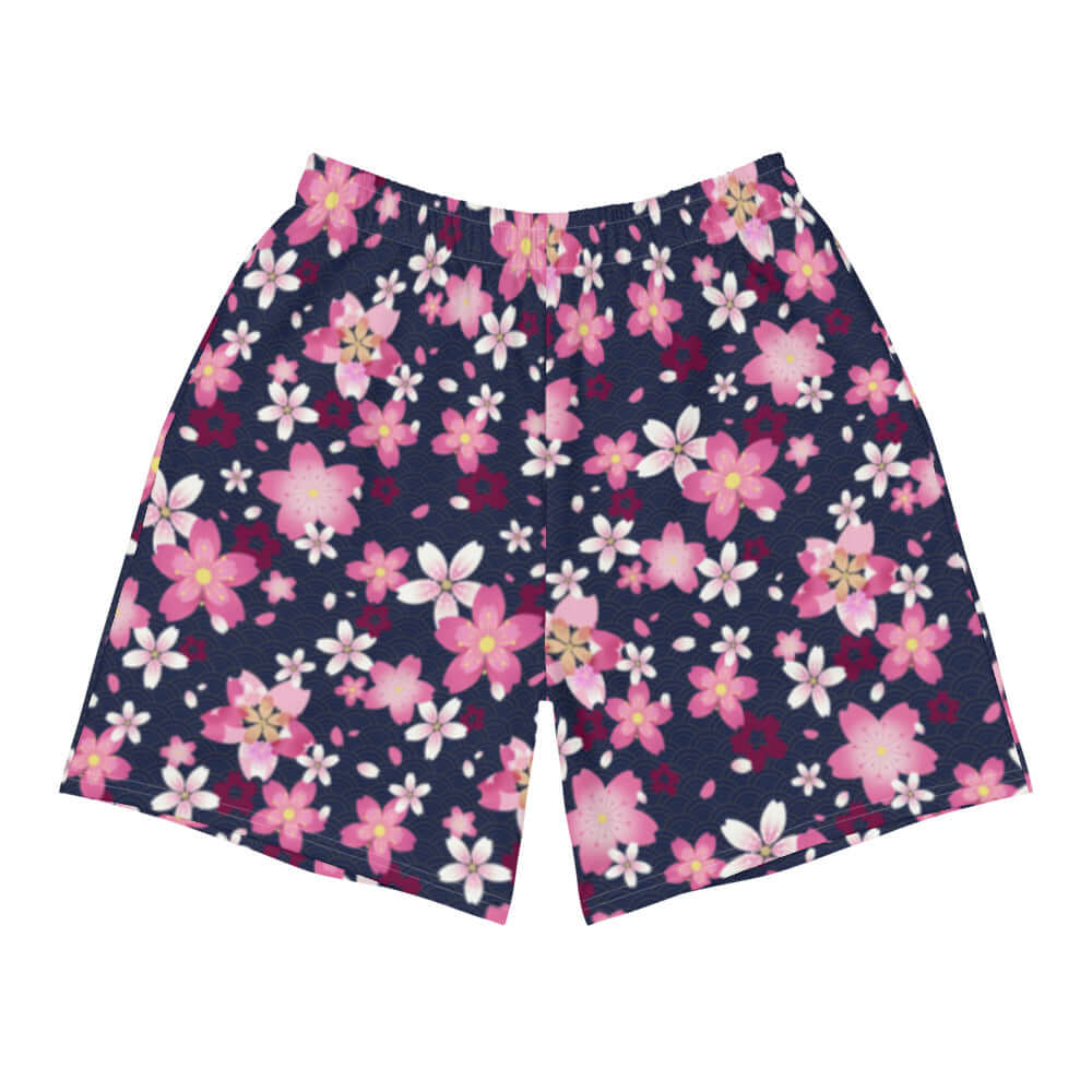 Stylish Men's Sakura Athletic Shorts featuring a vibrant floral pattern, perfect for running or workouts.