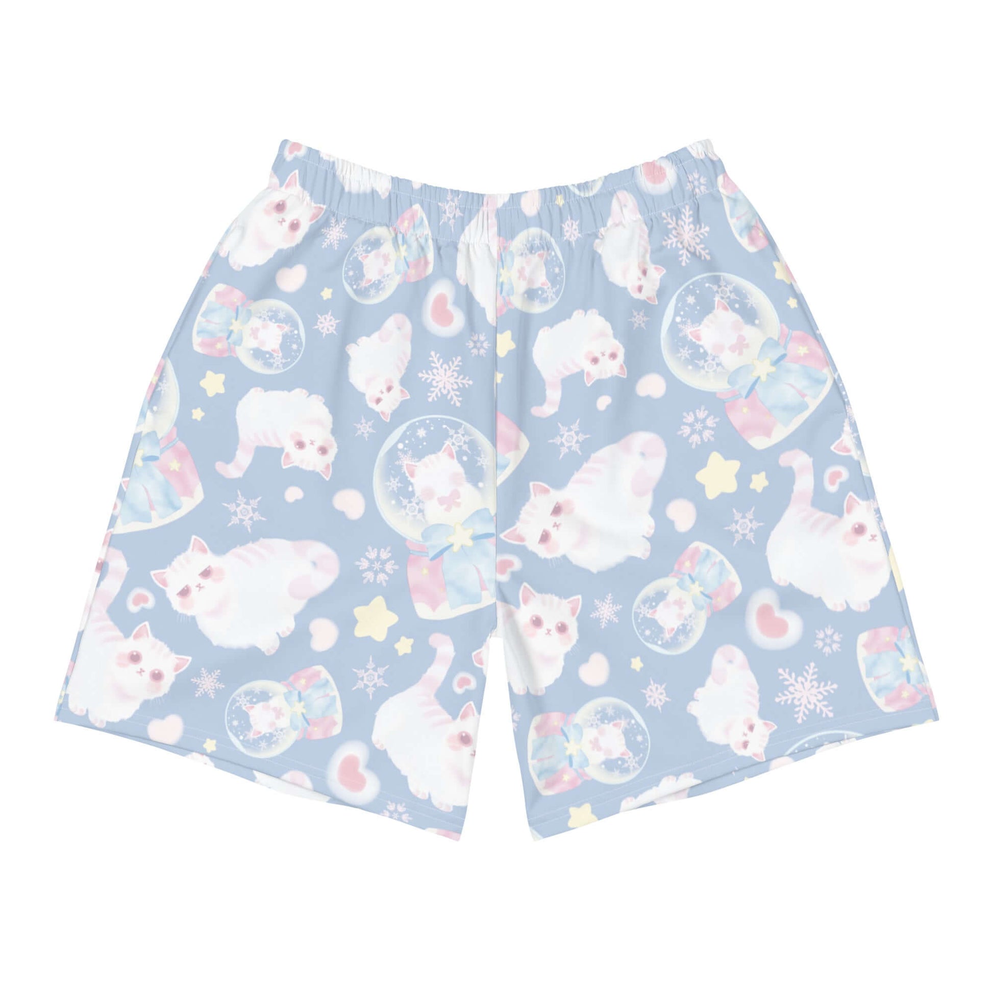 Men's Snow Kitten Athletic Shorts feature a playful design, perfect for running, swimming, and all activities.