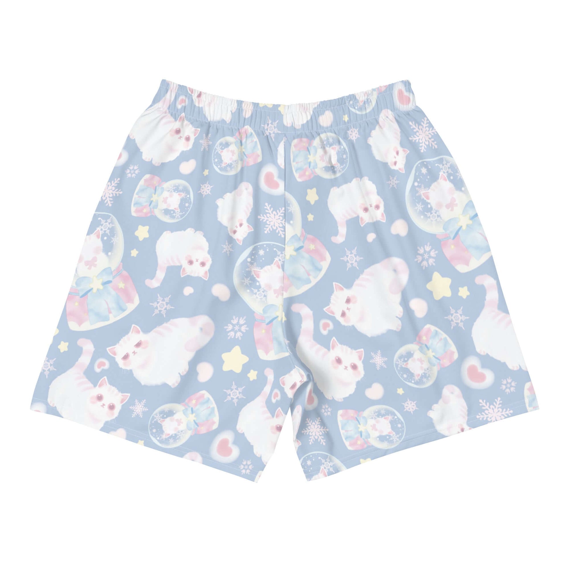 Men's Snow Kitten Athletic Shorts feature a playful print, perfect for running, swimming, or any active lifestyle.