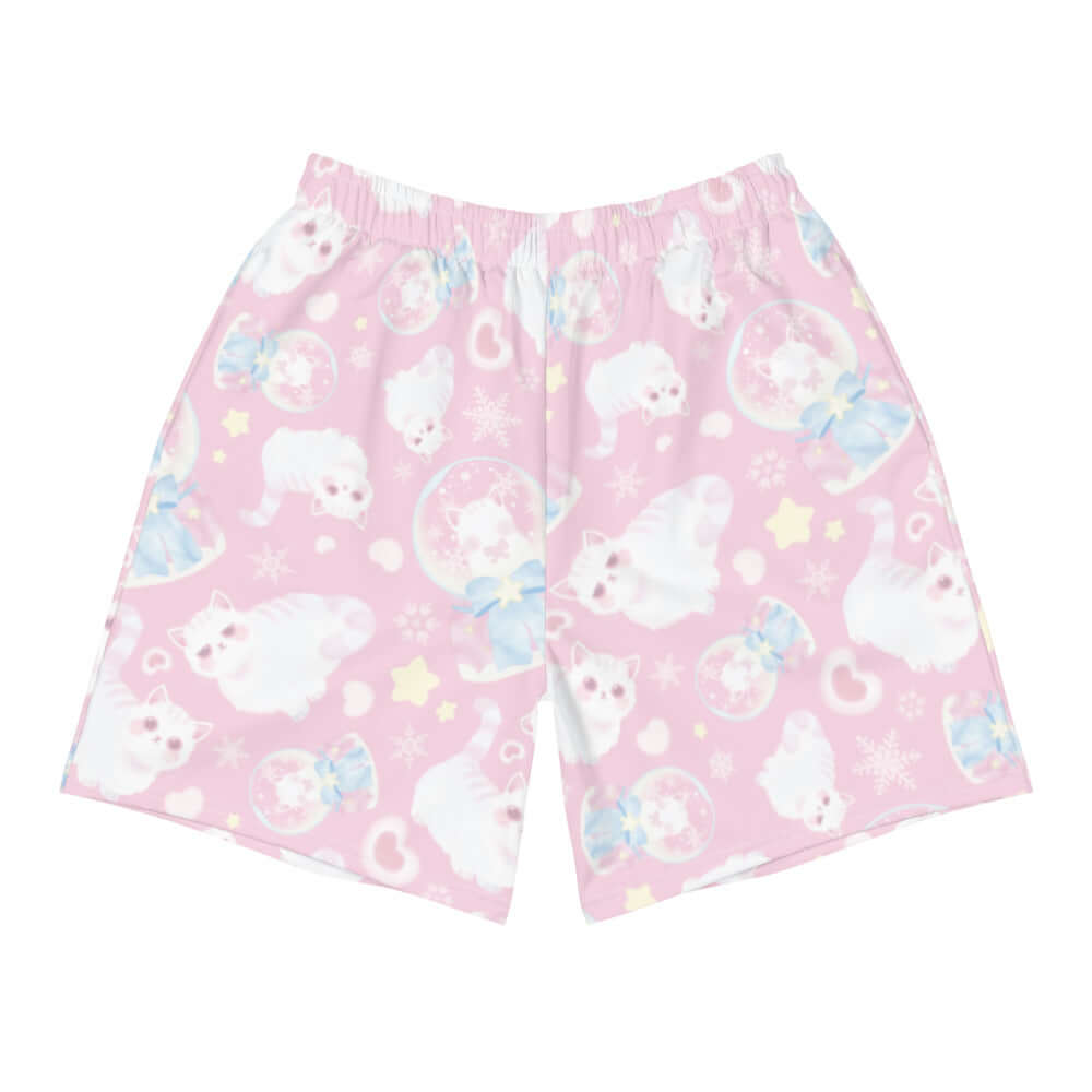 Men's Snow Kitten Athletic Shorts feature a playful design, ideal for running, swimming, and more. Perfect for active days!